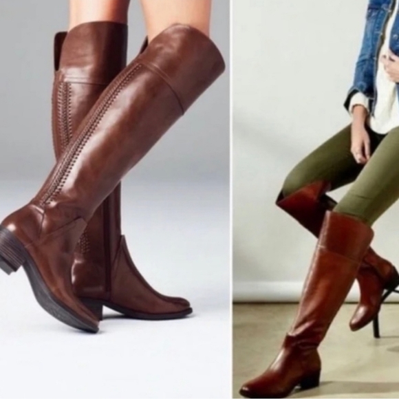 Vince Camuto Bendra Brown Leather Over-the-Knee Split Shaft Boots - Size… - Picture 3 of 15